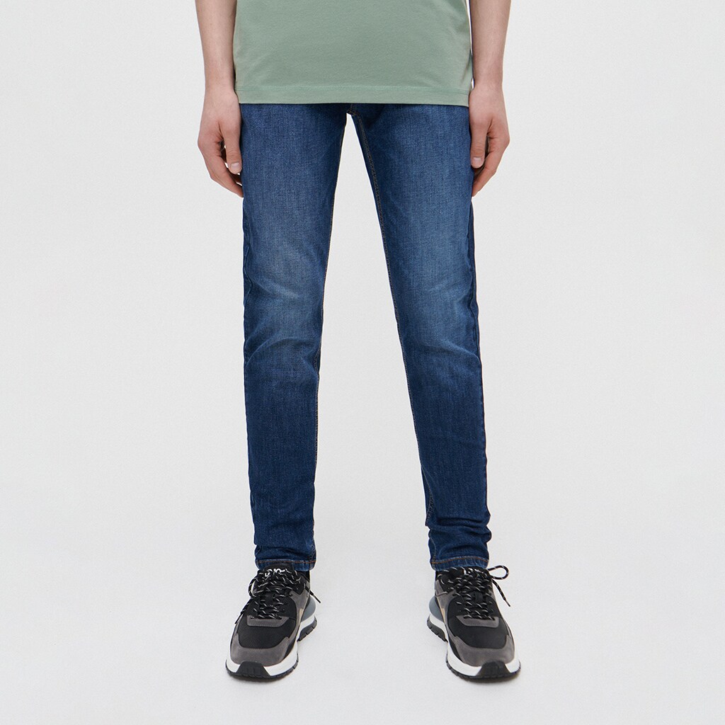 House - Blugi slim cu talie medie - Bleumarin