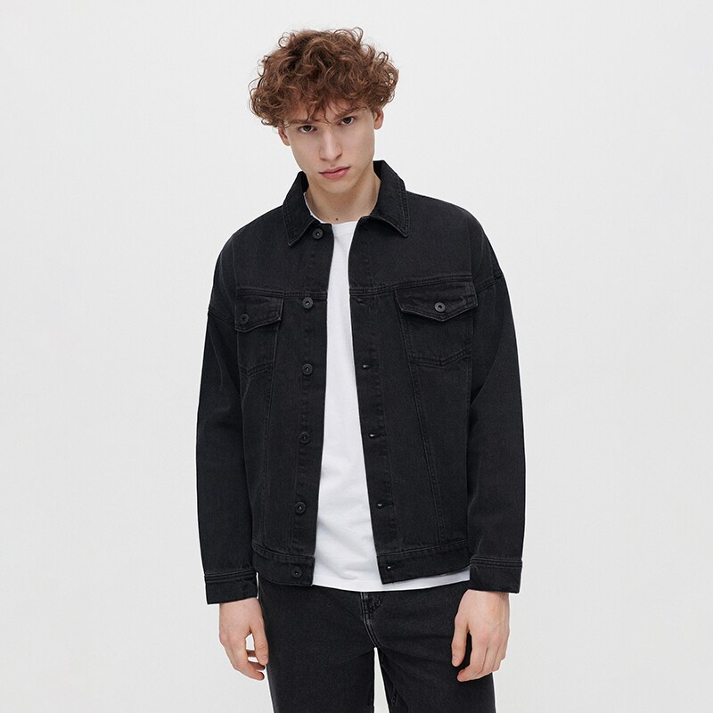 House - Geaca din denim, oversized - Negru