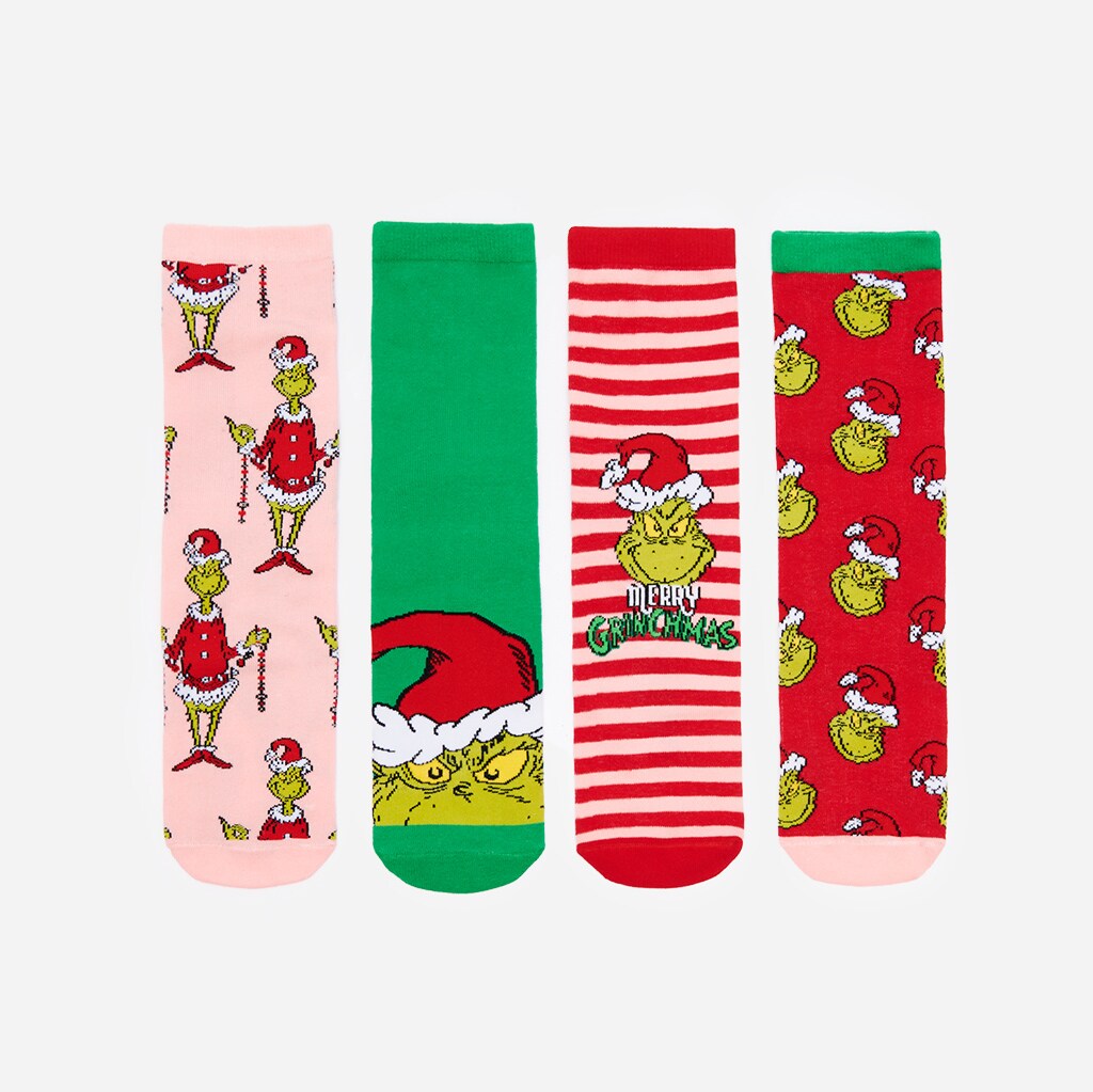 House - set de 4 perechi de șosete de crăciun grinch - multicolor