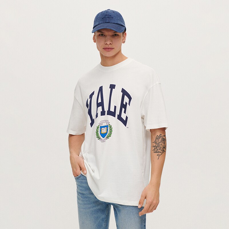 House - tricou loose fit yale - alb