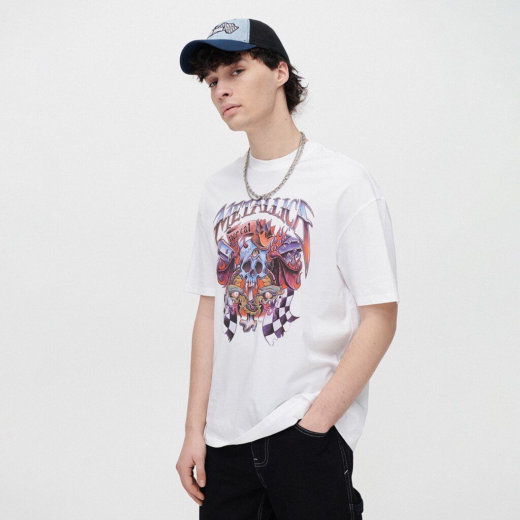 House - tricou cu imprimeu metallica - alb