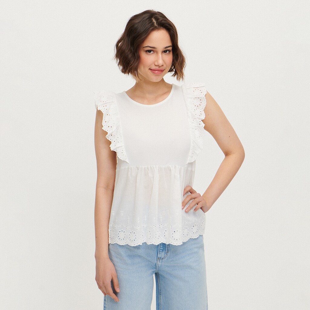 House - Bluza cu volanase - Ivory