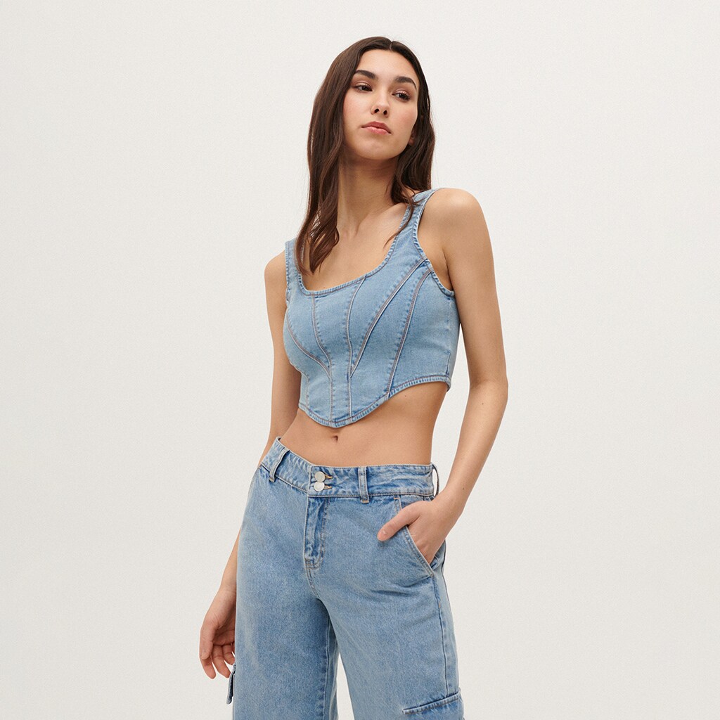 House - top tip corset - albastru