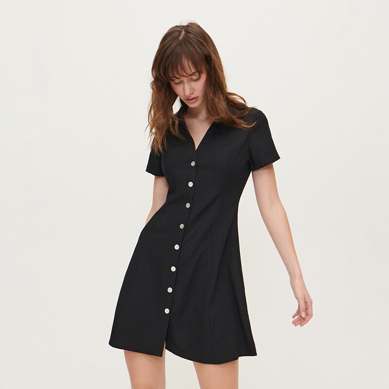House - rochie mini din viscoză - negru
