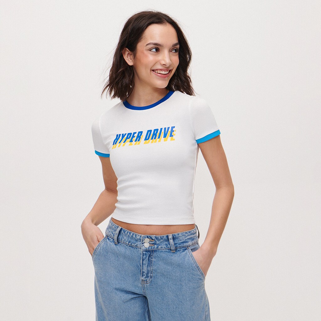 House - tricou cu imprimeu hyper drive - ivory