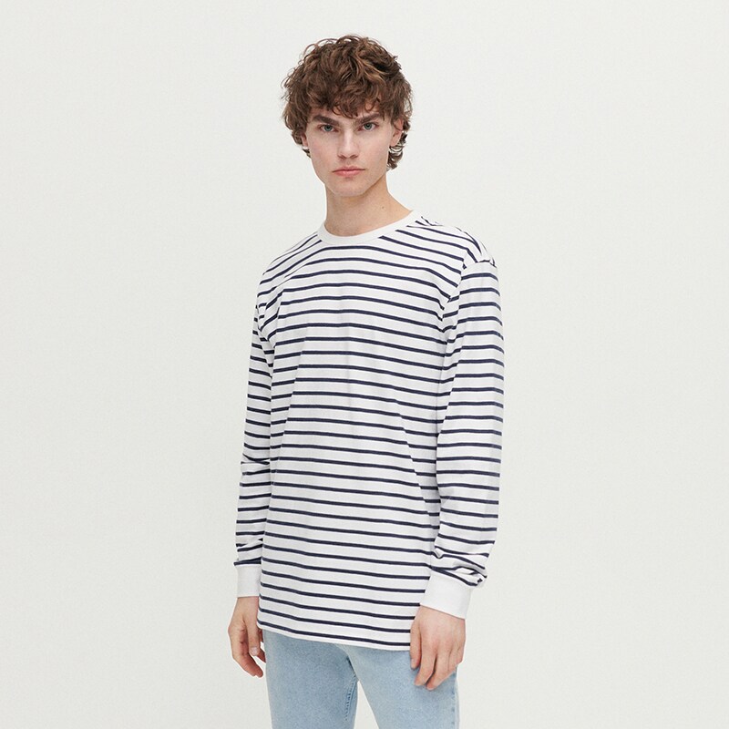 House - tricou cu mânecă lungă în dungi - alb