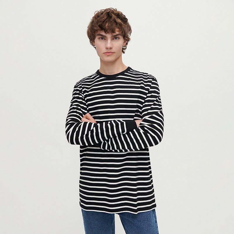 House - tricou cu mânecă lungă în dungi - negru