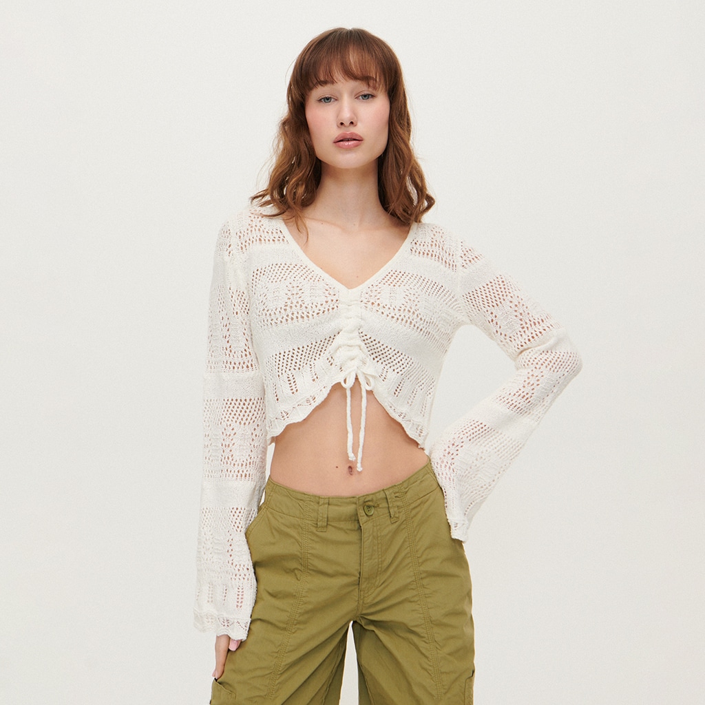 House - pulover ajurat - ivory
