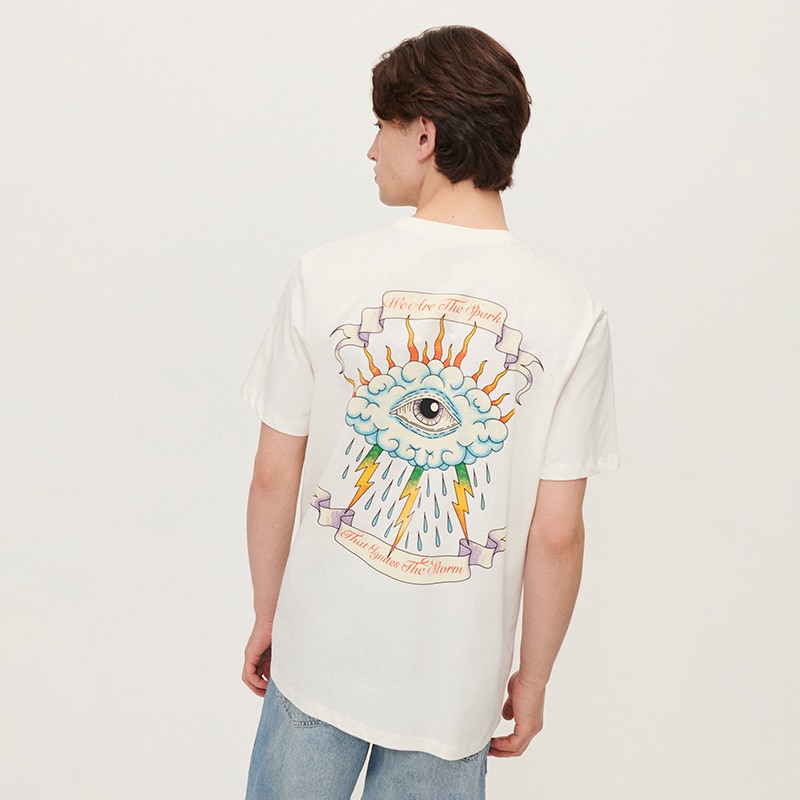 House - tricou cu imprimeu la spate that ignites the storm - ivory