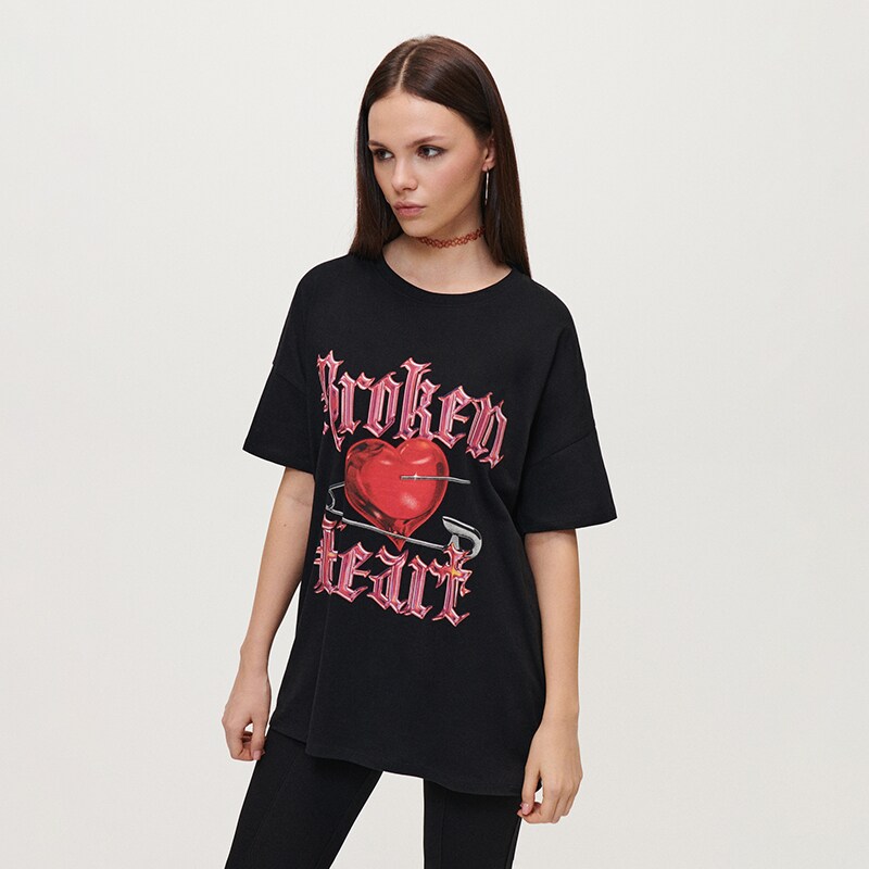 House - Tricou cu imprimeu Broken Heart - Negru