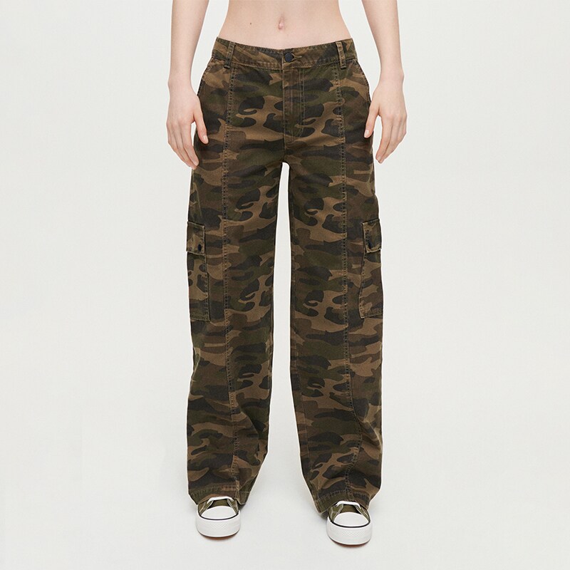 House - pantaloni wide leg cu buzunare cargo - multicolor
