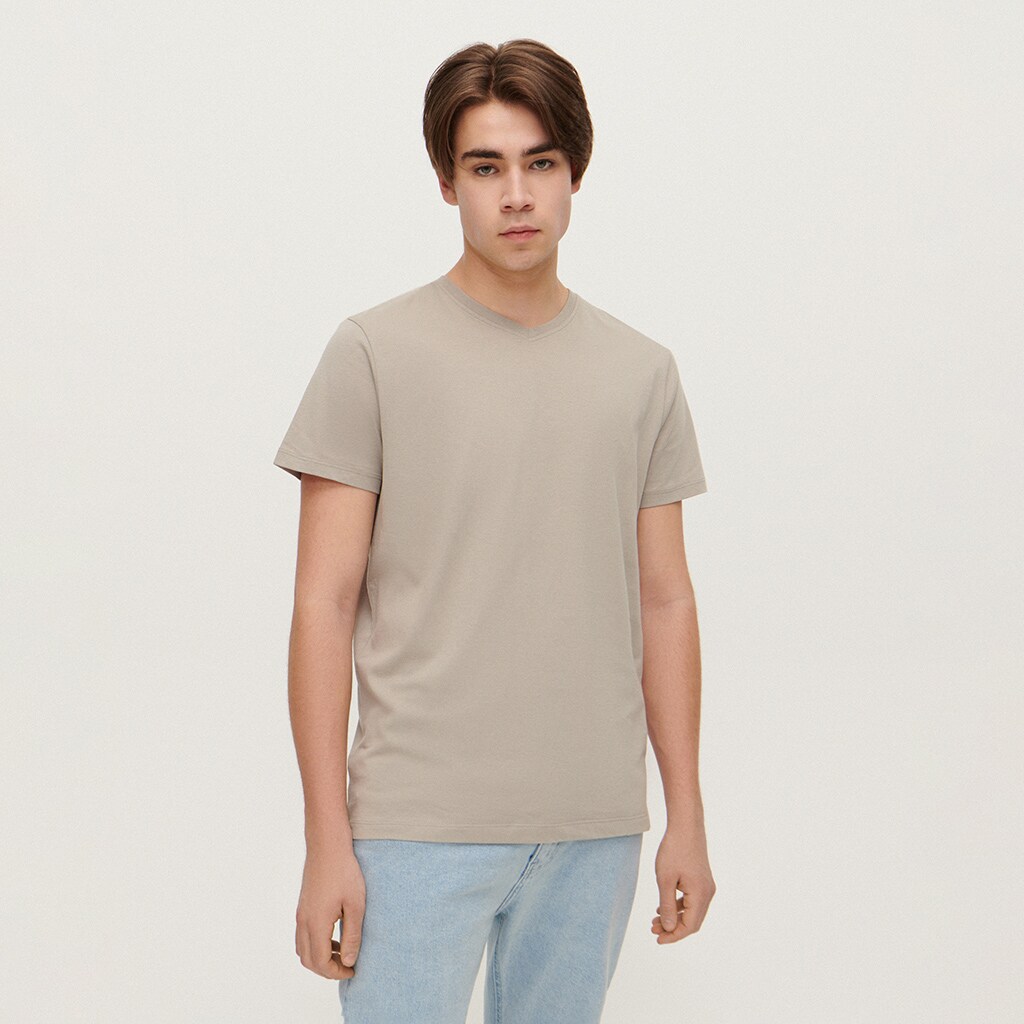 House - tricou cu decolteu în v - gri deschis