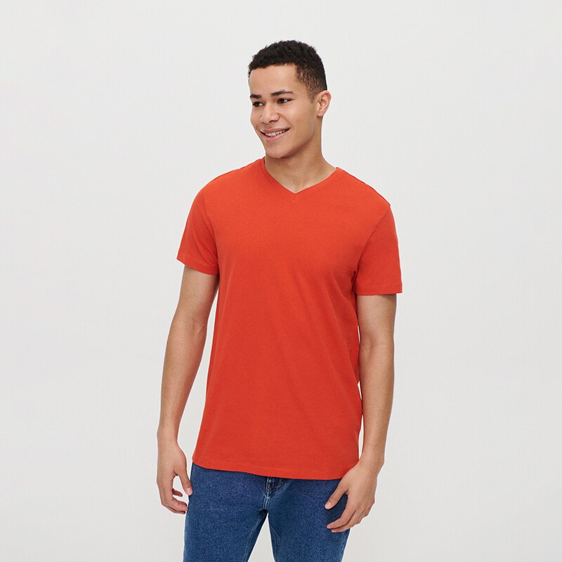 House - tricou cu decolteu în v basic - roșu