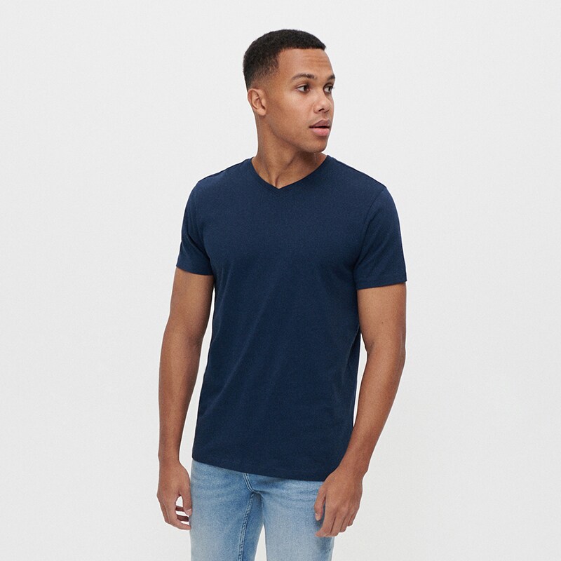 House - tricou cu decolteu în v - bleumarin