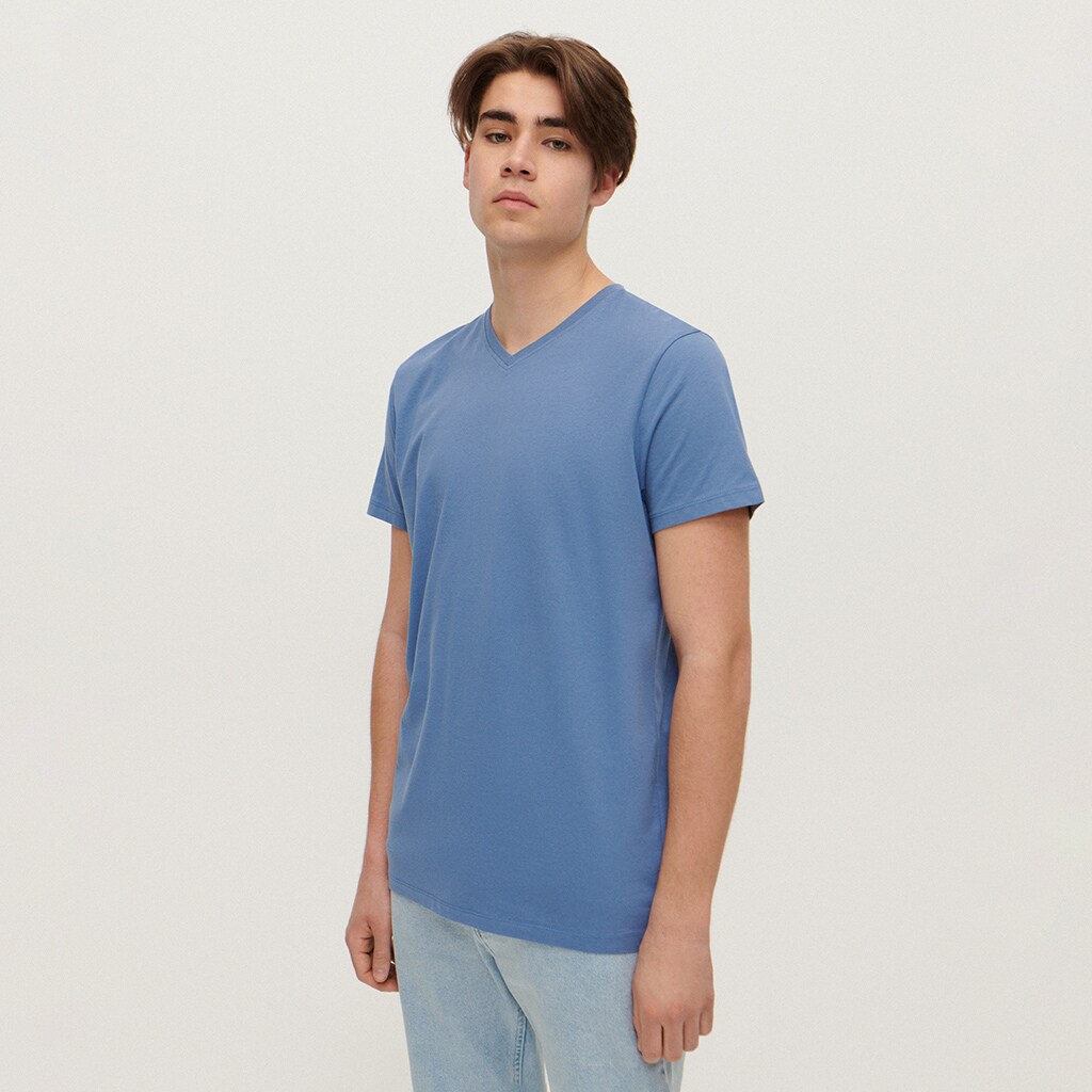 House - tricou cu decolteu în v - albastru