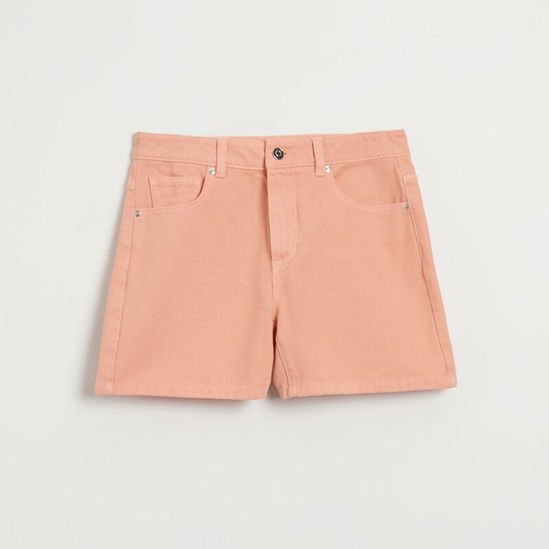 House - pantaloni scurți high waist, din denim - oranj