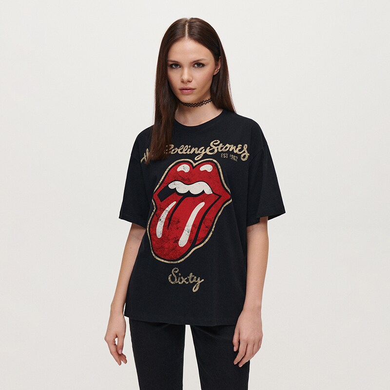 House - tricou cu imprimeu the rolling stones - negru