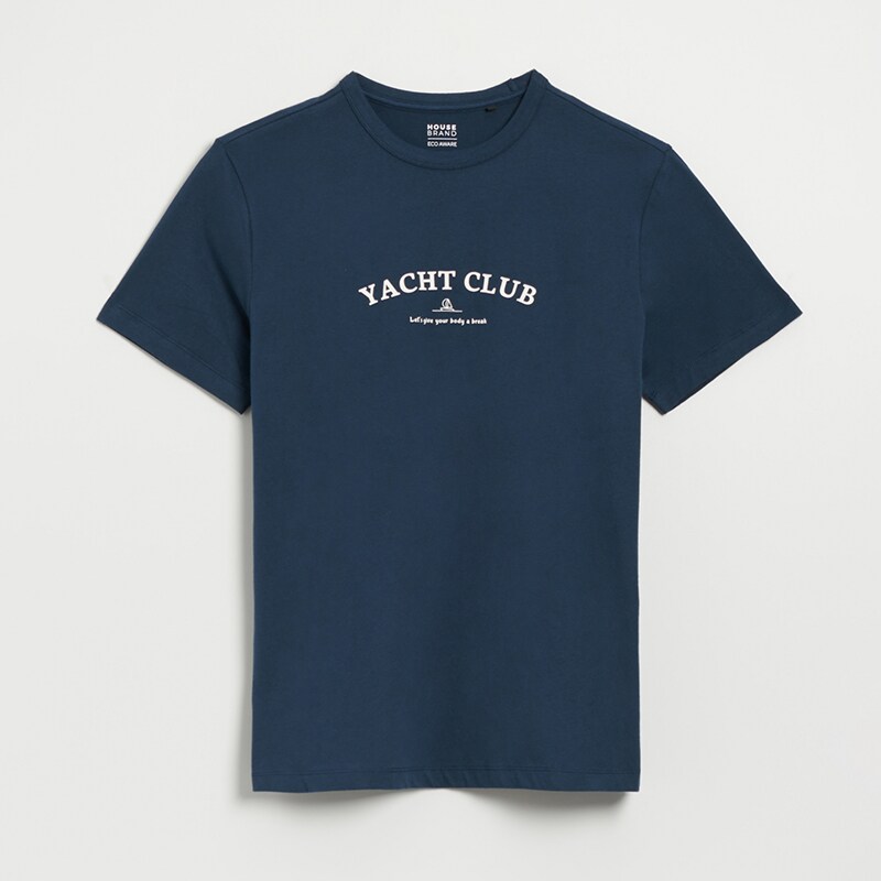 House - tricou cu inscripție yacht club - bleumarin