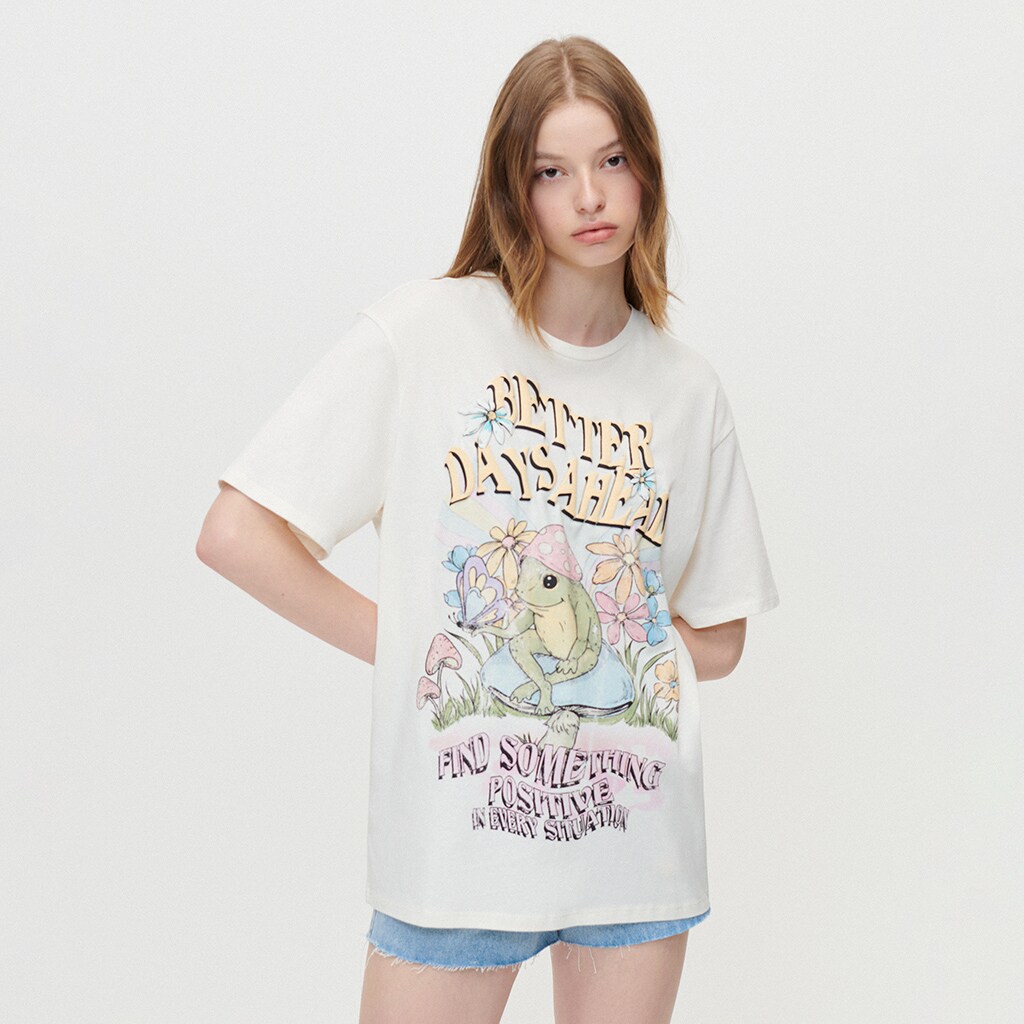 House - tricou cu imprimeu better days ahead - ivory