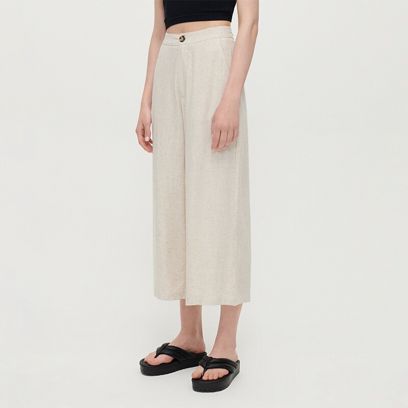 House - fustă-pantalon cu adaos de in - ivory