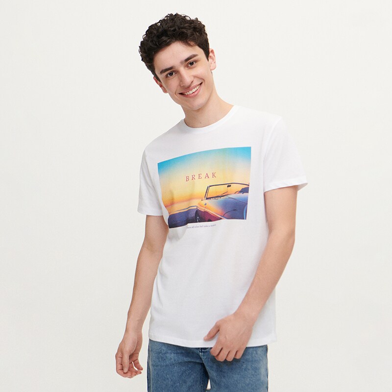 House - tricou cu imprimeu break - alb