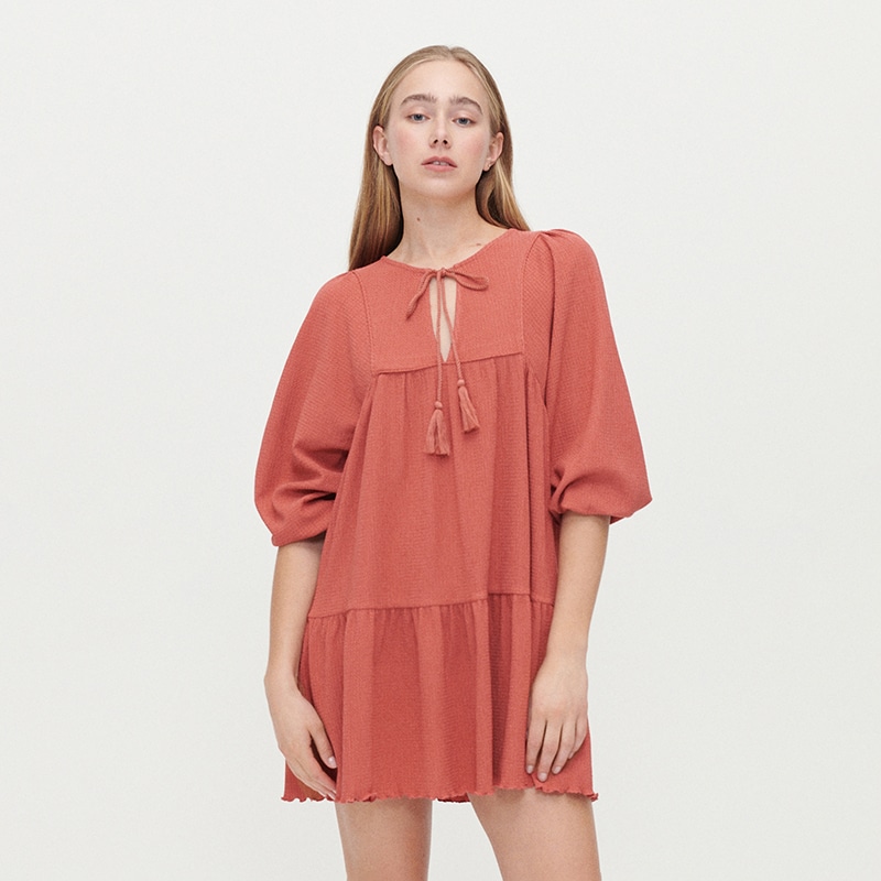 House - rochie babydoll - bordo