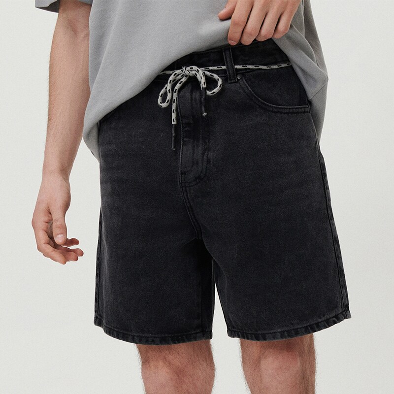 House - pantaloni scurți din denim cu curea - negru