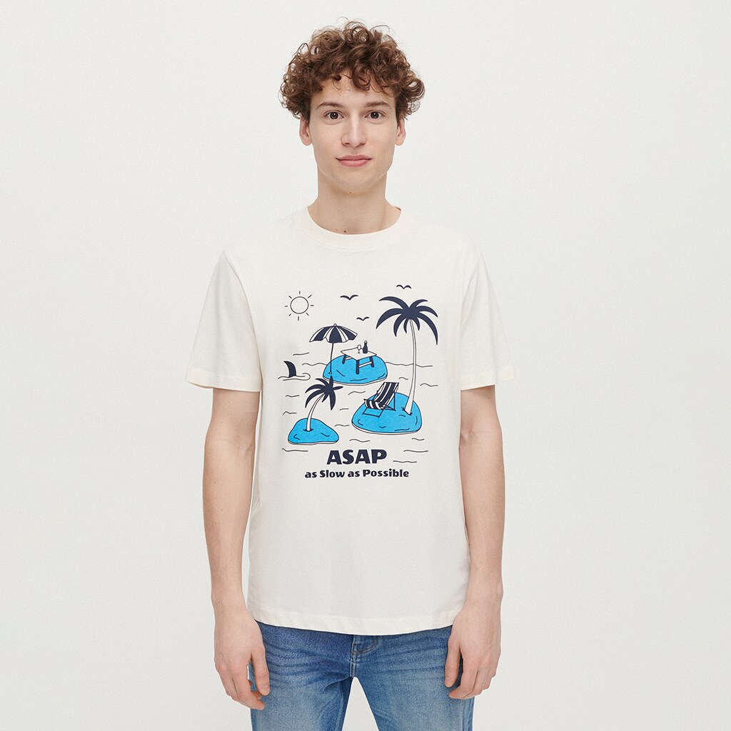 House - tricou cu imprimeu asap as slow as possible - alb