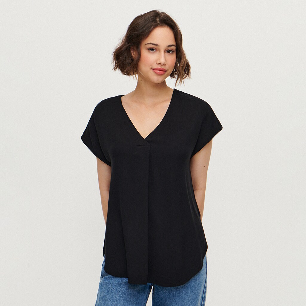 House - Bluza din viscoza, uni - Negru