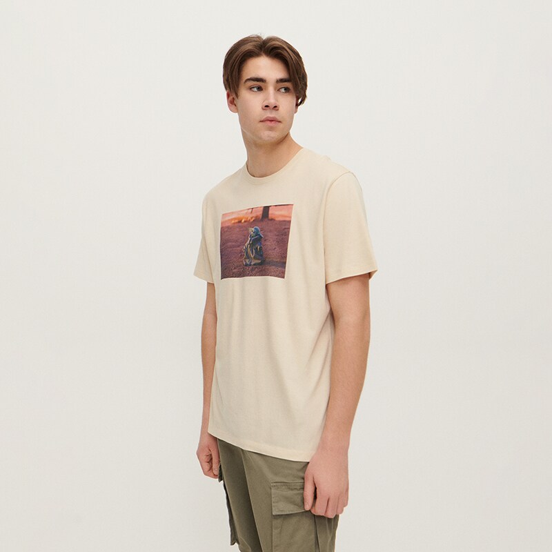 House - tricou cu imprimeu baby yoda - bej