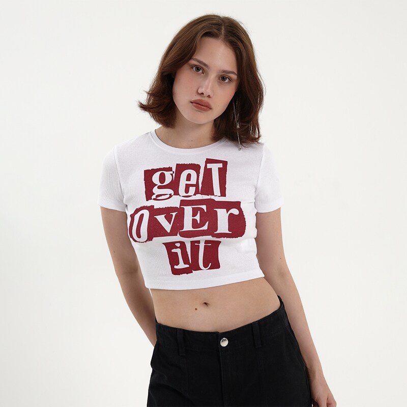 House - Tricou scurt cu imprimeu Get Over it - Alb