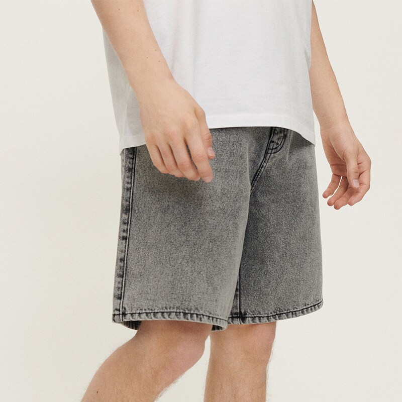 House - pantaloni scurți din denim cu efect prespălat - gri