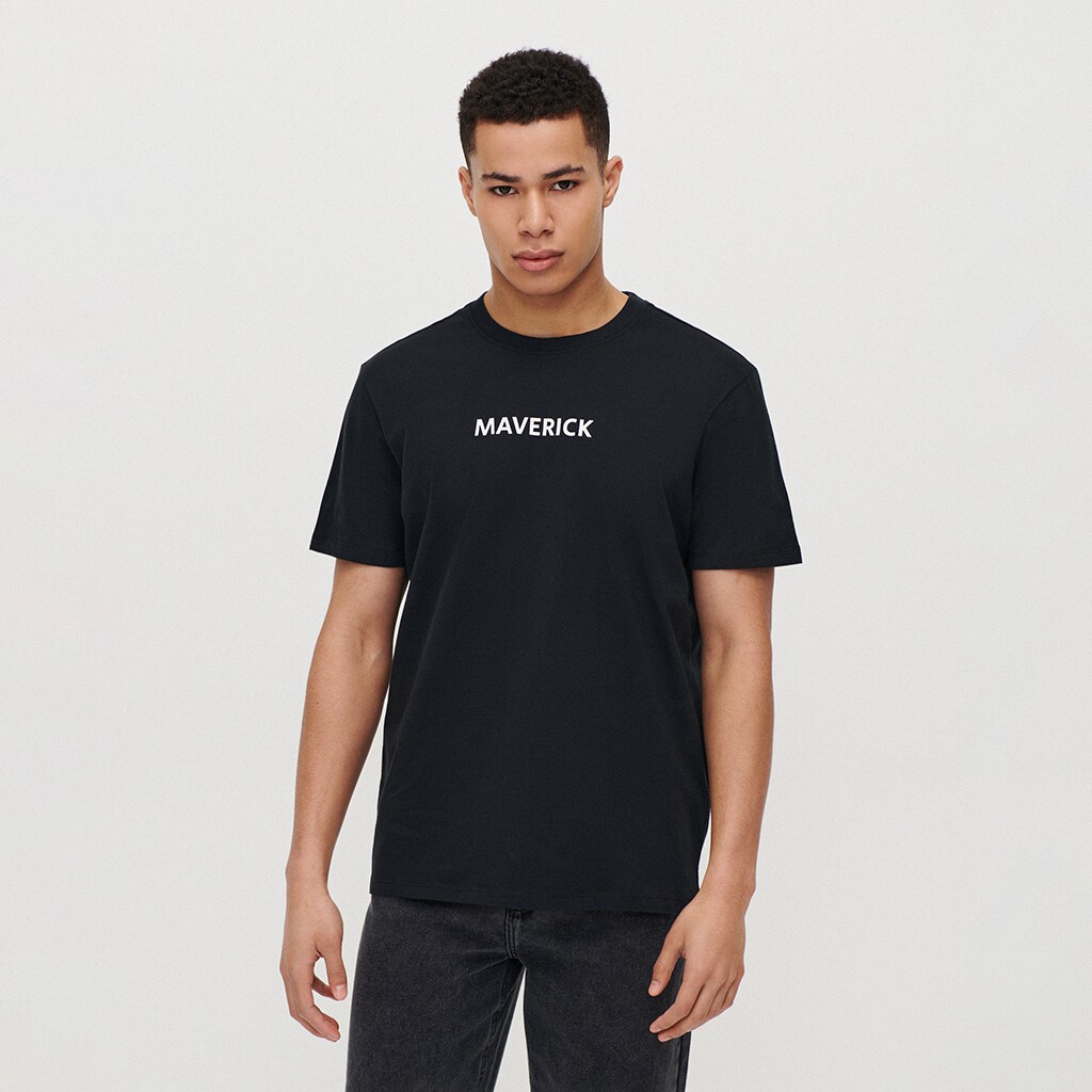 House - tricou cu inscripție maverick - negru