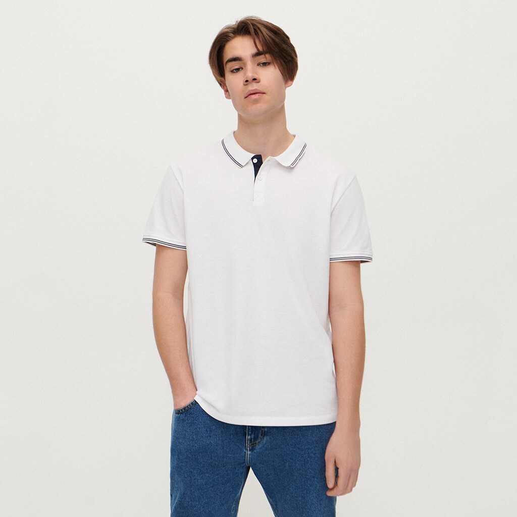 House - tricou polo basic - alb