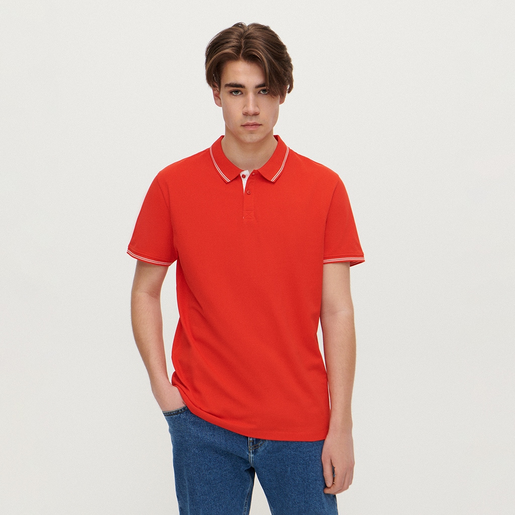 House - tricou polo basic - roșu