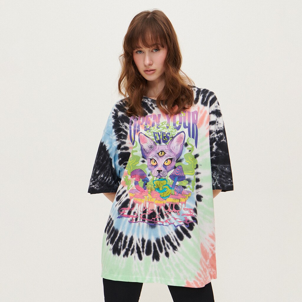 House - Tricou oversized cu efect tie-dye - Negru