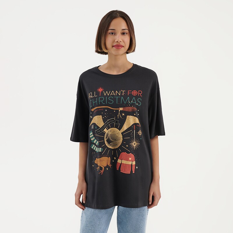 House - tricou de crăciun harry potter - gri