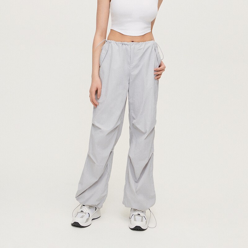 House - pantaloni parachute - gri deschis