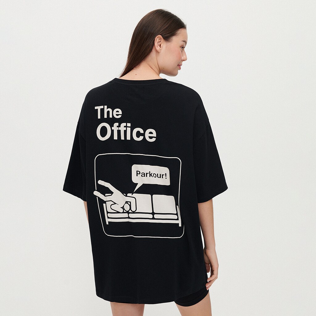 House - tricou oversize cu imprimeu the office - negru