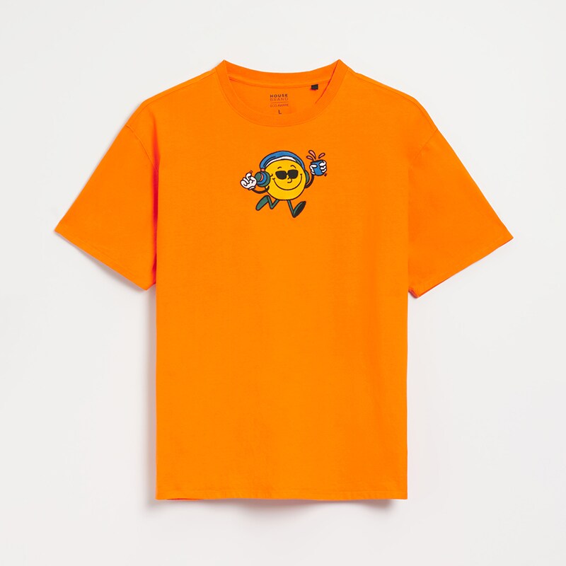 House - Tricou cu detaliu brodat - Oranj