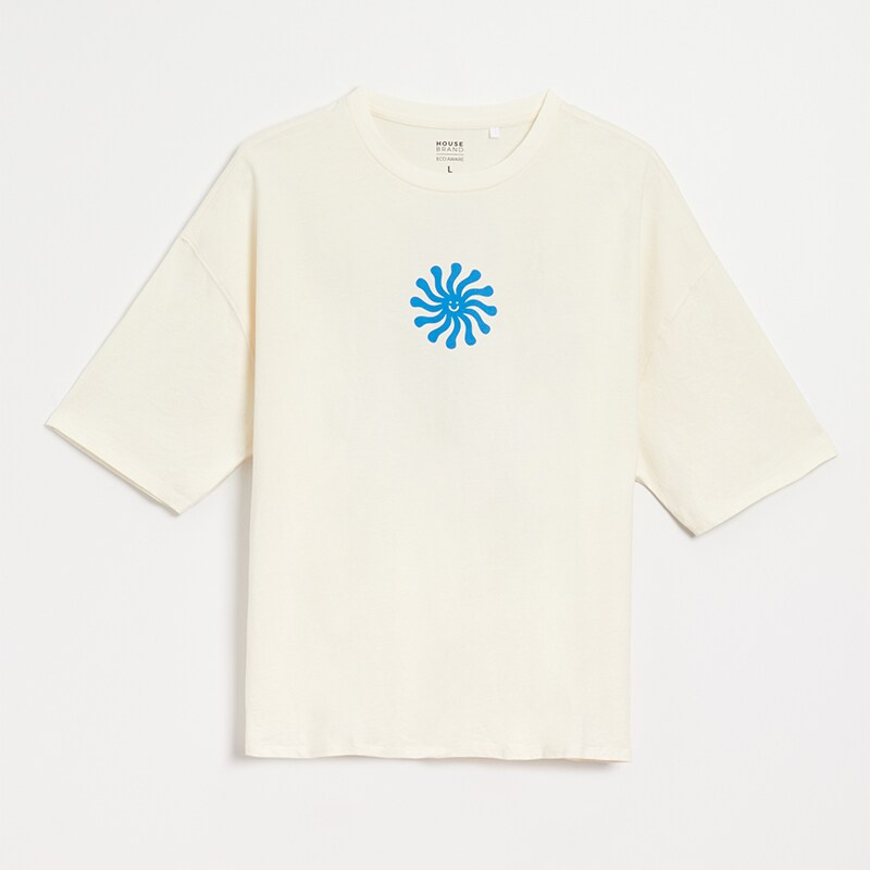 House - tricou cu imprimeu la spate i need some space - ivory