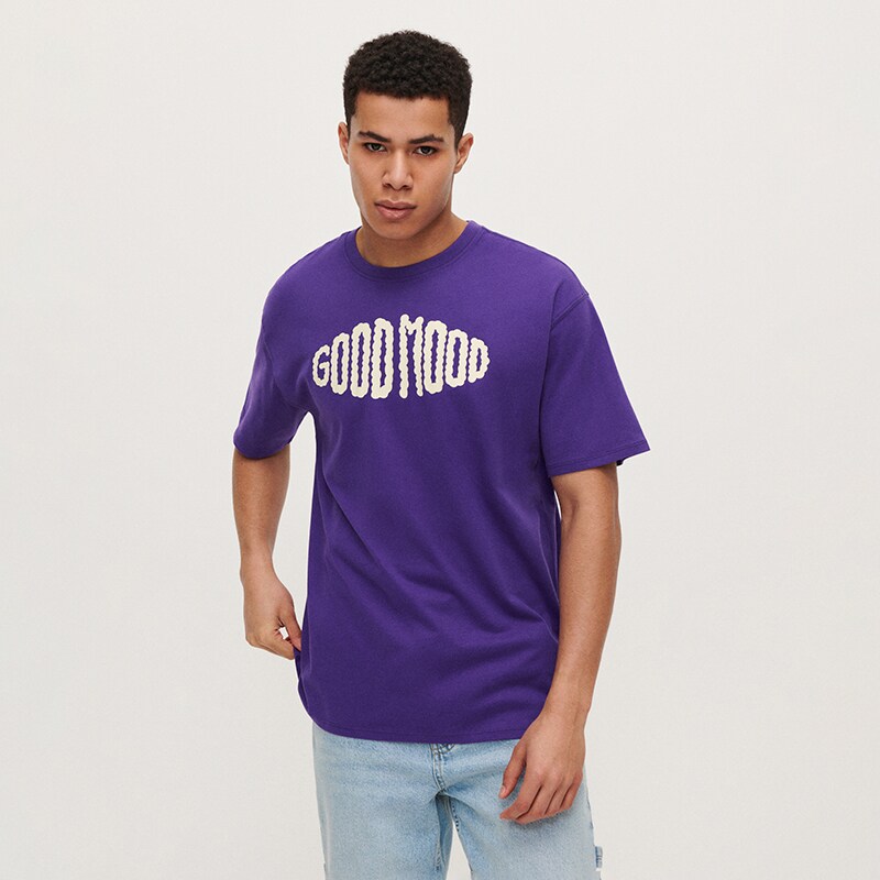 House - Tricou cu inscriptie Good Mood - Violet