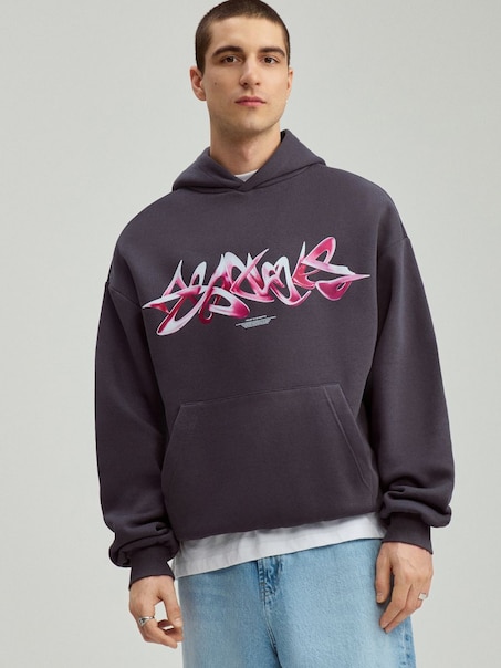 Φούτερ με κουκούλα και στάμπα