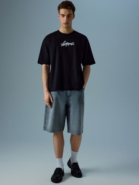 Szare szorty jeansowe baggy fit z efektem sprania