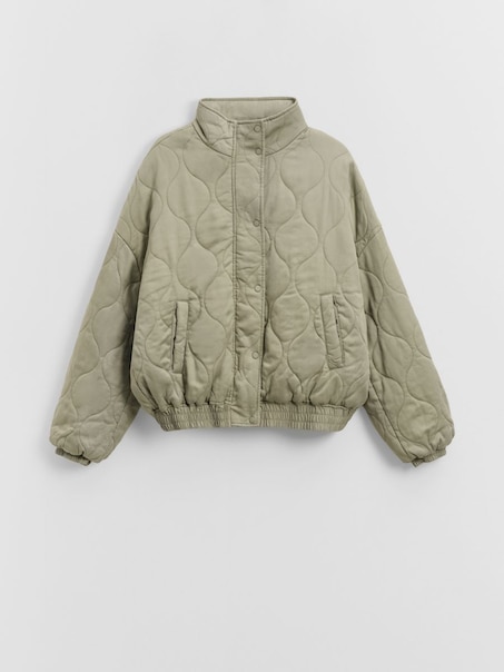 Pikowana kurtka ze stójką oliwkowa