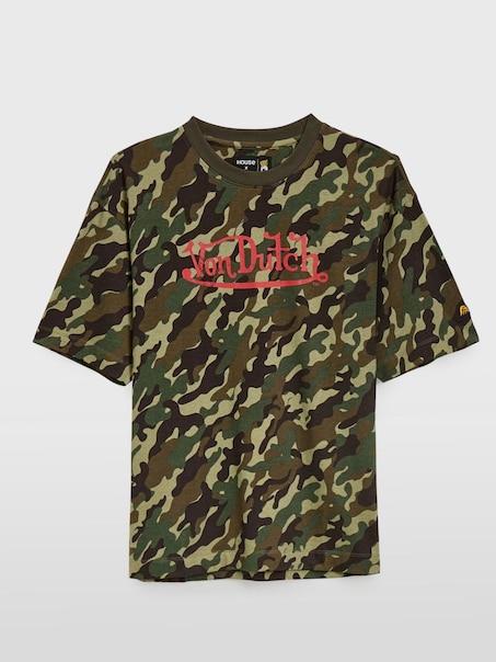 Koszulka we wzór camo z nadrukiem Von Dutch