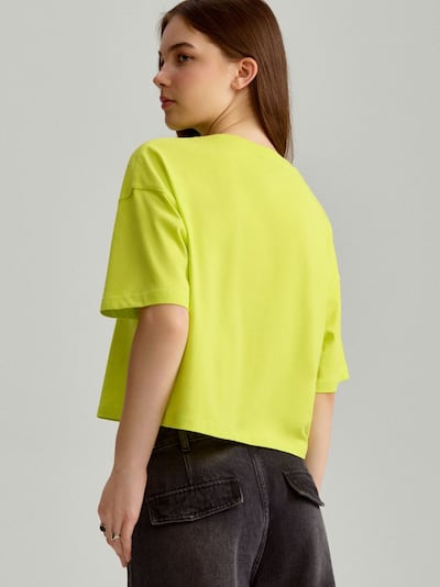 Krótka koszulka z krótkim rękawem limonkowa