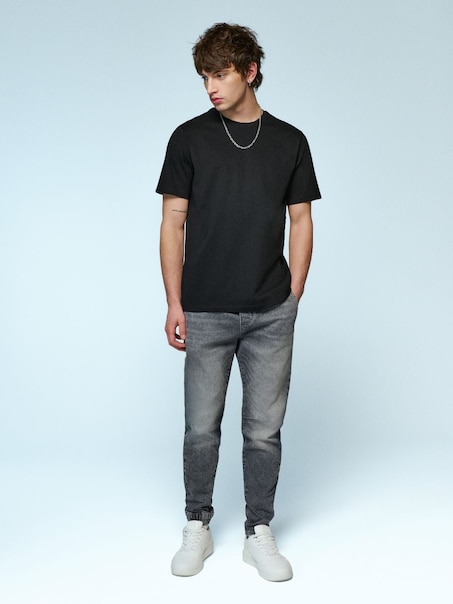 Jeansowe joggery z przetarciami grafitowe