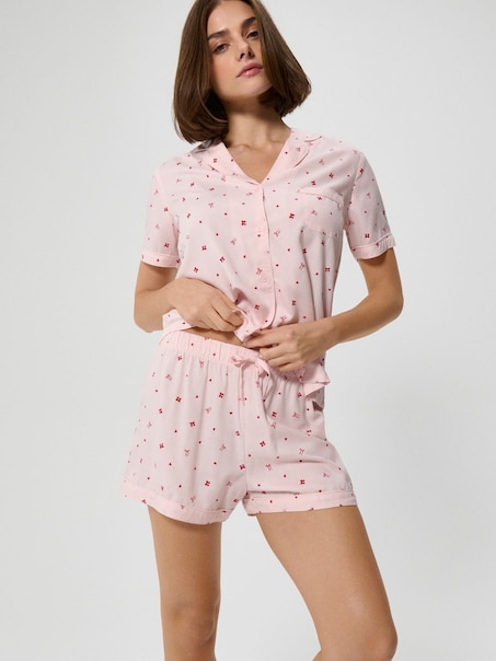 Dwuczęściowa piżama w kokardki rózowa