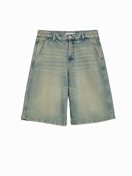 Jeansowe bermudy baggy fit z efektem dirty wash